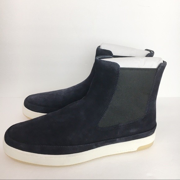 Vince Rhys‎ Dark Navy Blue Suede Leather High Top Platform Sneaker Boot 10 NEW - Picture 5 of 14